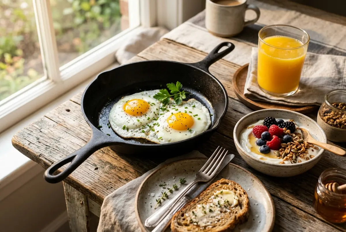 BILD – proteinkällor: ägg, fisk, bönor, yoghurt