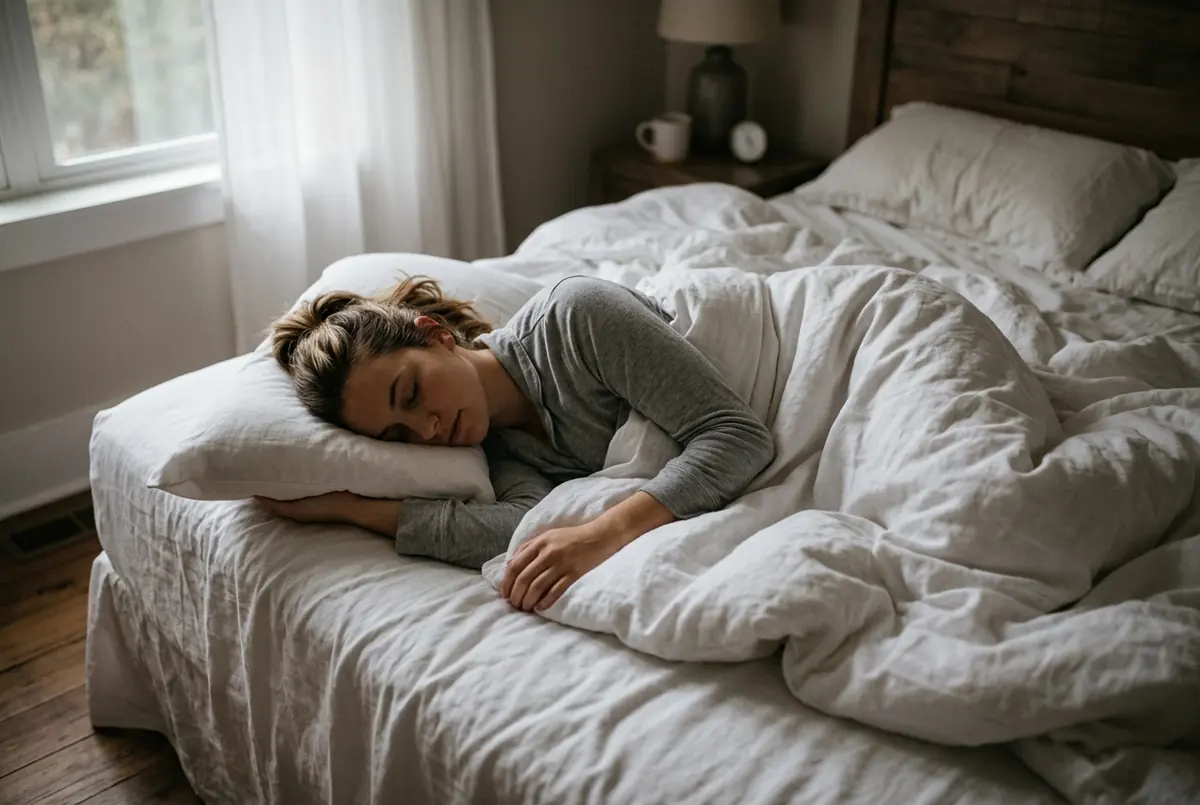 BILD – person som sover på sidan med kuddstöd