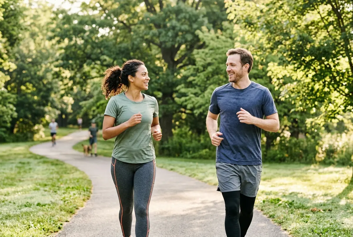 BILD – joggare i lugnt tempo eller rask vandrare i park